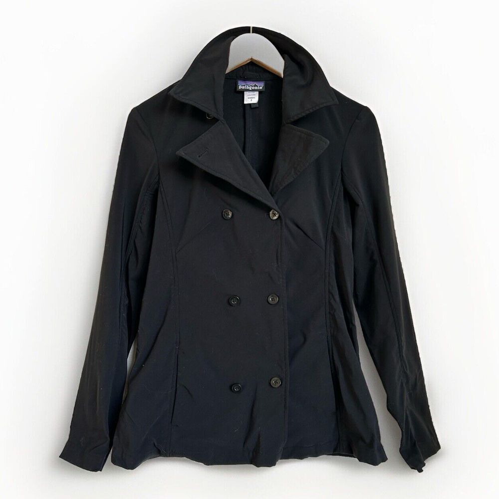 Vintage‎ Patagonia Women's 8 Torrentshell Black Rain Trench Coat $249 Gorpcore